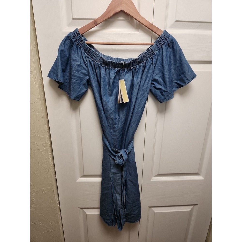 MICHAEL Michael Kors Light Cadet Wash Tencel Off Shoulder Women Dresses